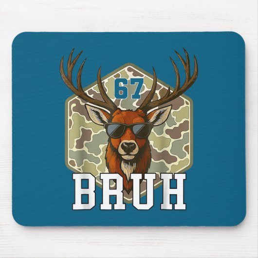 Bruh Deer 67 Funny Deer Hunting Camo Hat Youth Tee マウスパッド (正面)