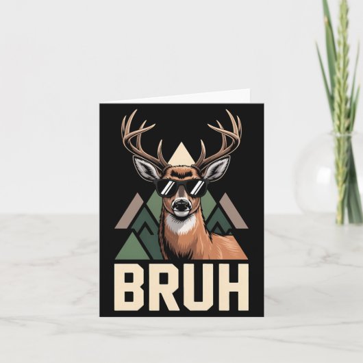 Bruh Deer Funny Deer Hunting Camo Hat Youth Kids S カード (正面)