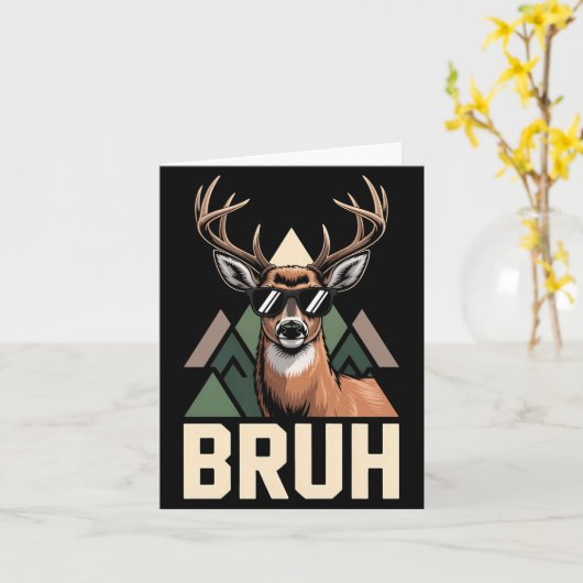 Bruh Deer Funny Deer Hunting Camo Hat Youth Kids S カード (黄色い花)