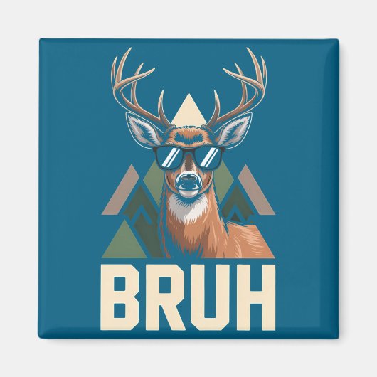 Bruh Deer Funny Deer Hunting Camo Hat Youth Kids S マグネット (正面)