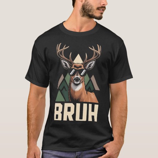 Bruh Deer Funny Deer Hunting Camo Hat Youth Kids S Tシャツ (正面)