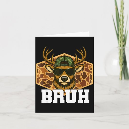 Bruh Deer Funny Deer Hunting Camo Hat Youth Teens  カード (正面)
