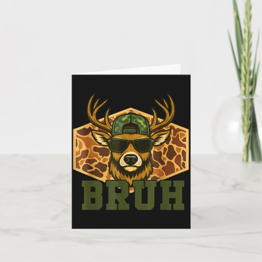 Bruh Deer Funny Deer Hunting Camo Hat Youth Teens  カード (正面)