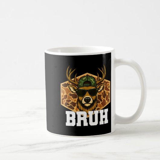 Bruh Deer Funny Deer Hunting Camo Hat Youth Teens コーヒーマグカップ (右)
