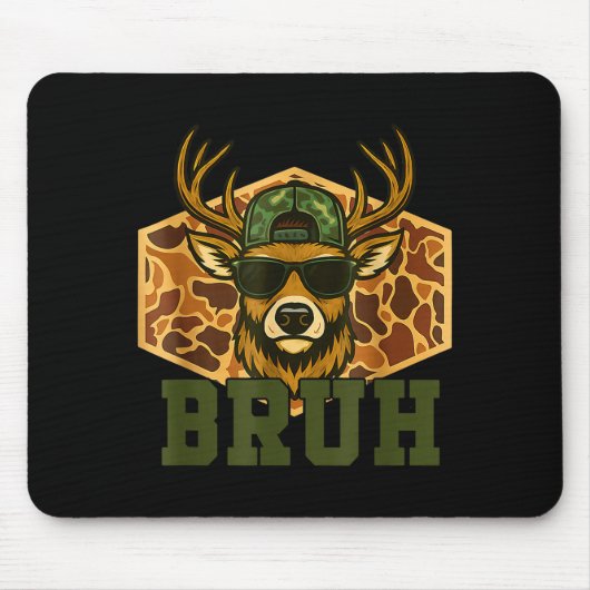 Bruh Deer Funny Deer Hunting Camo Hat Youth Teens  マウスパッド (正面)