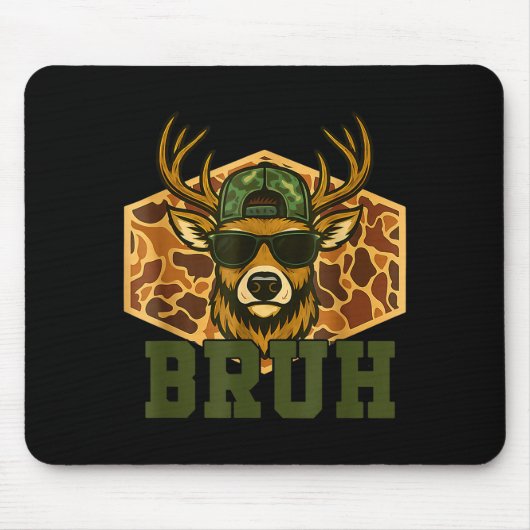 Bruh Deer Funny Deer Hunting Camo Hat Youth Teens マウスパッド (正面)