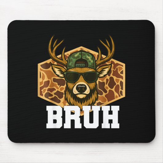 Bruh Deer Funny Deer Hunting Camo Hat Youth Teens  マウスパッド (正面)