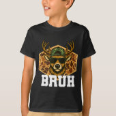 Bruh Deer Funny Deer Hunting Camo Hat Youth Teens  Tシャツ (正面)