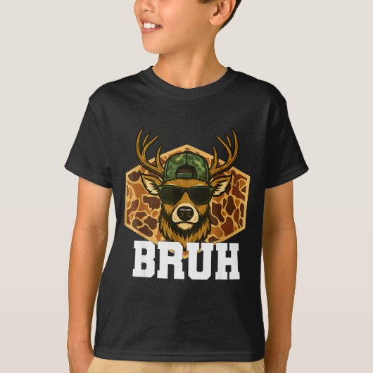 Bruh Deer Funny Deer Hunting Camo Hat Youth Teens  Tシャツ (正面)