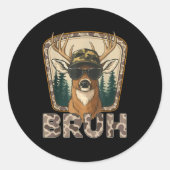 Bruh Deer Hunter Funny Deer Hunting Camo Men Teens ラウンドシール (正面)