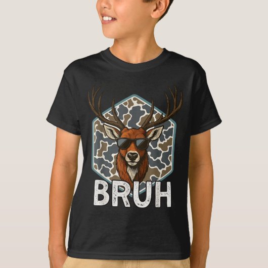 Bruh Deer Hunter Funny Deer Hunting Camo Men Teens Tシャツ (正面)