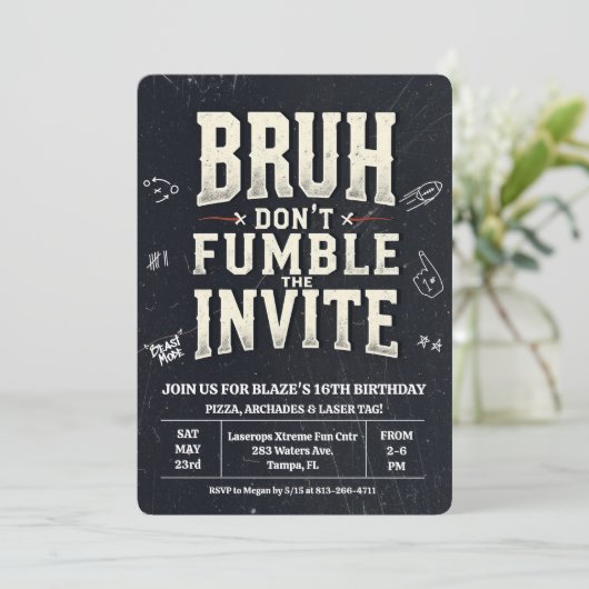 Bruh Don't Fumble the Ball Birthday Invitation 招待状 (スタンド正面)