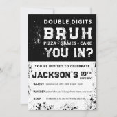BRUH Double Digits Boys 10th Birthday Invitation 招待状 (正面)