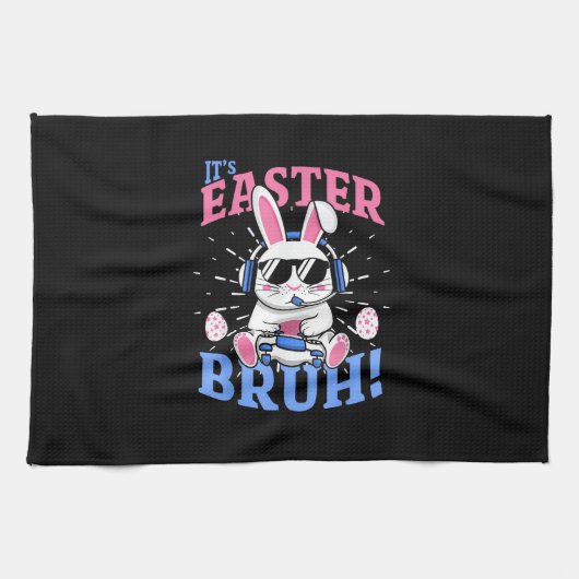 Bruh Easter Bunny Gamer Gaming Video Games Men Boy キッチンタオル (横)