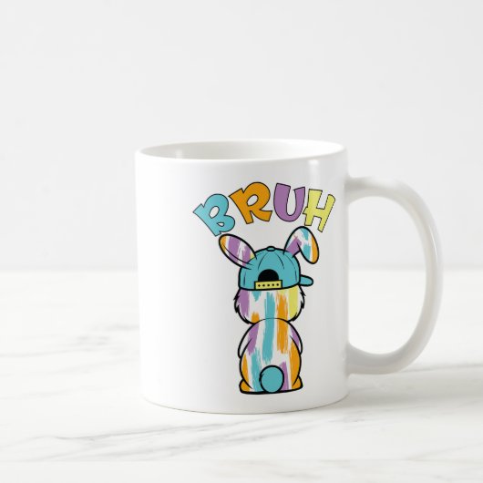 Bruh Easter Day Funny Colorful Rabbit Bunny Easter コーヒーマグカップ (右)