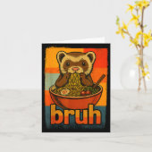 Bruh Ferret Eating Japanese Ramen Noodles Gift Men カード (黄色い花)