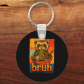Bruh Ferret Eating Japanese Ramen Noodles Gift Men キーホルダー (正面)