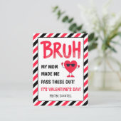 Bruh Funny Boys Valentine's Card for School Friend ポストカード (スタンド正面)