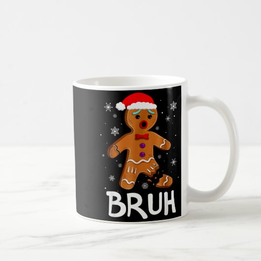 Bruh Funny Christmas Gingerbread Man Teens Boys Ki コーヒーマグカップ (右)