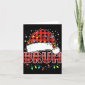 Bruh Funny Santa Hat Lights Christmas  カード (正面)