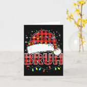 Bruh Funny Santa Hat Lights Christmas  カード (黄色い花)