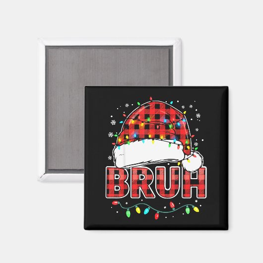 Bruh Funny Santa Hat Lights Christmas  マグネット (正面/裏面)