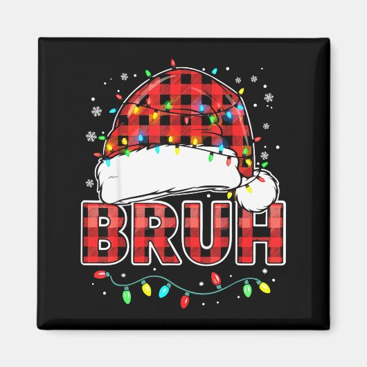 Bruh Funny Santa Hat Lights Christmas  マグネット (正面)