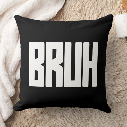 BRUH Funny Slang Throw Pillow – Bold Meme Text クッション (ブランケット)
