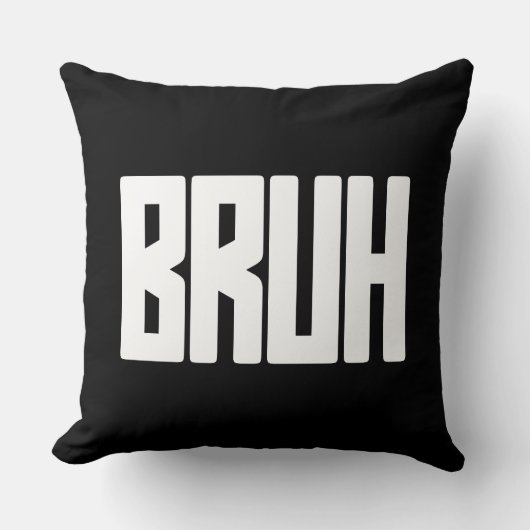 BRUH Funny Slang Throw Pillow – Bold Meme Text クッション (正面)