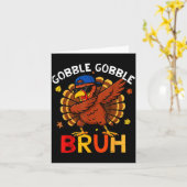 Bruh Funny Thanksgiving Dabbing Turkey Gobble Shir カード (黄色い花)