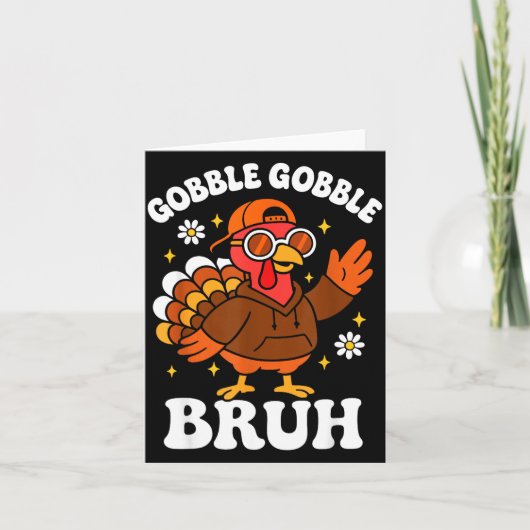 Bruh Funny Thanksgiving Turkey Gobble Boys Girls K カード (正面)