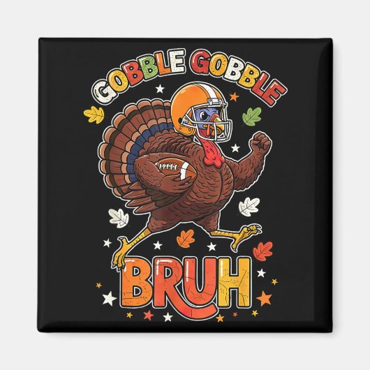 Bruh Funny Thanksgiving Turkey Gobble Football Boy マグネット (正面)