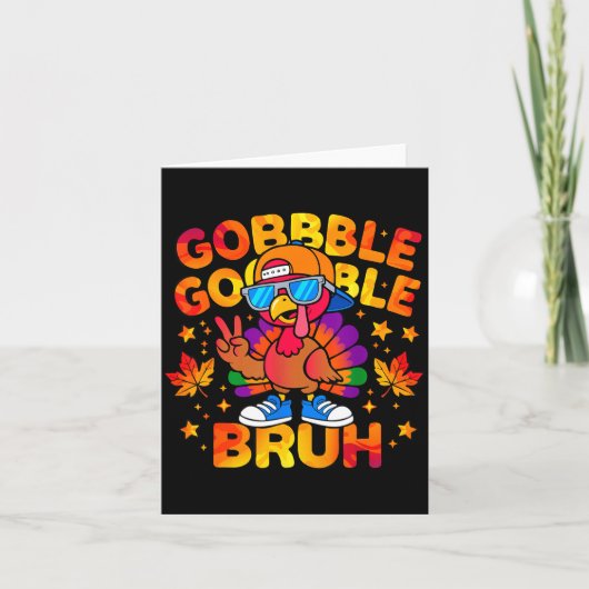 Bruh Funny Thanksgiving Turkey Gobble Outfit Boys  カード (正面)