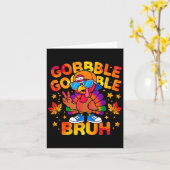 Bruh Funny Thanksgiving Turkey Gobble Outfit Boys  カード (黄色い花)