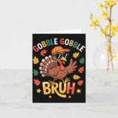 Bruh Funny Thanksgiving Turkey Gobble Shirt Boys G カード (黄色い花)
