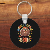 Bruh Funny Thanksgiving Turkey Gobble Shirt Boys G キーホルダー (正面)
