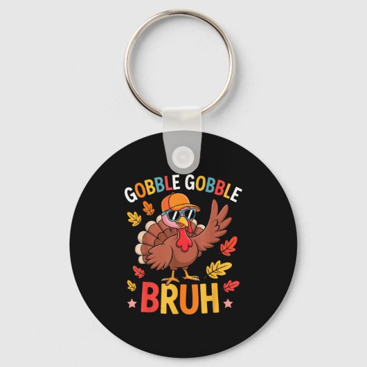 Bruh Funny Thanksgiving Turkey Gobble Shirt Boys G キーホルダー (正面)
