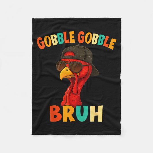 Bruh Funny Thanksgiving Turkey Gobble Shirt Boys G フリースブランケット (正面)
