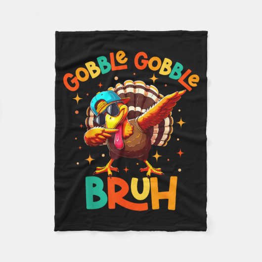 Bruh Funny Thanksgiving Turkey Gobble Shirt Boys G フリースブランケット (正面)
