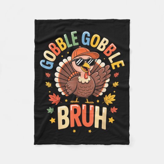 Bruh Funny Thanksgiving Turkey Gobble Shirt Boys G フリースブランケット (正面)