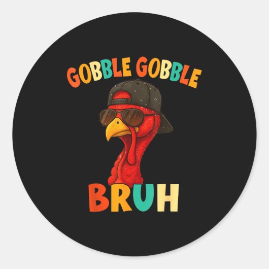 Bruh Funny Thanksgiving Turkey Gobble Shirt Boys G ラウンドシール (正面)