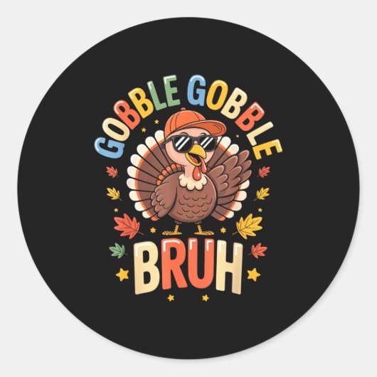 Bruh Funny Thanksgiving Turkey Gobble Shirt Boys G ラウンドシール (正面)