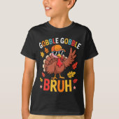 Bruh Funny Thanksgiving Turkey Gobble Shirt Boys G Tシャツ (正面)