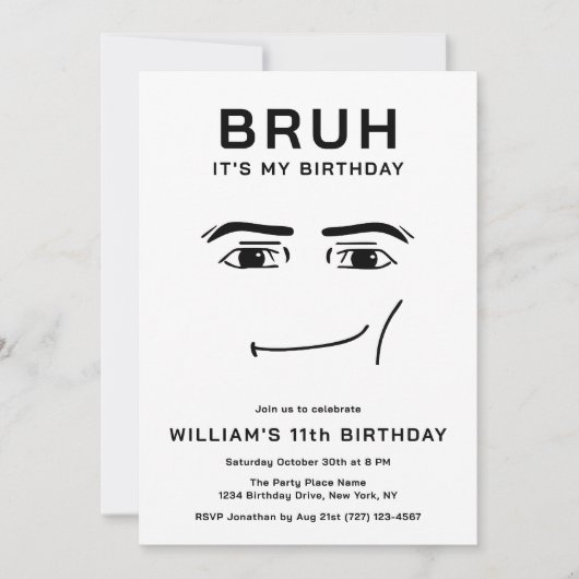 Bruh Funny Video Game Meme 11th Boy Birthday 招待状 (正面)