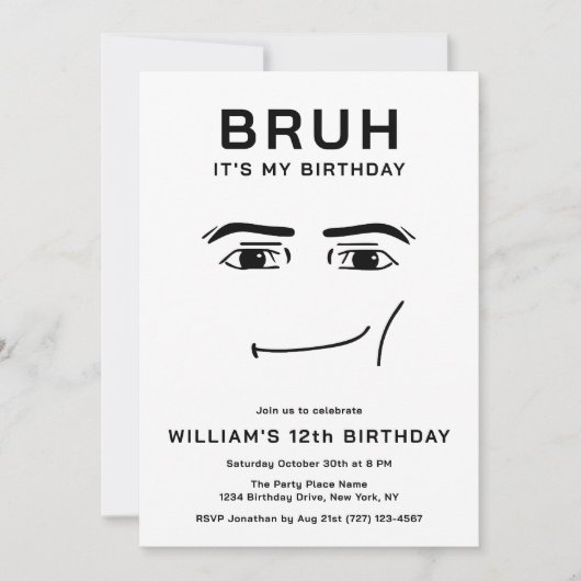 Bruh Funny Video Game Meme 12th Boy Birthday 招待状 (正面)