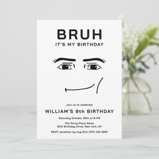 Bruh Funny Video Game Meme 9th Boy Birthday 招待状 (スタンド正面)