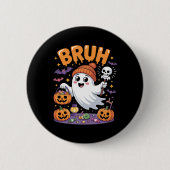 Bruh Ghost Halloween Candy Cute Ghost Kids  缶バッジ (正面)
