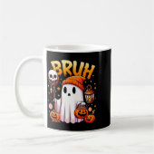 Bruh Ghost Halloween Cute Ghost Trick Or Treat Can コーヒーマグカップ (左)