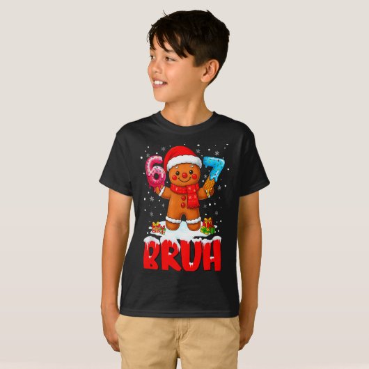 Bruh Gingerbread Six Seven 67 Ice Cream Drip Chris Tシャツ (正面フル)
