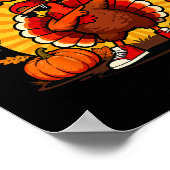 Bruh Give Thanks Dabbing Turkey Boy Funny Thanksgi ポスター (角)
